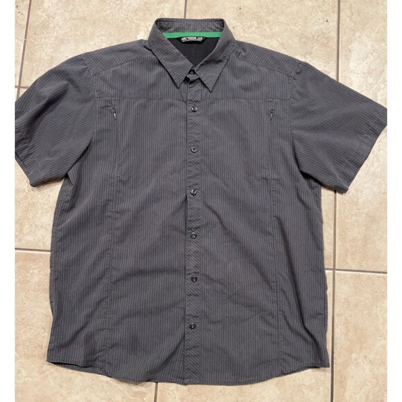 Arc'teryx Shirt Mens M Grey Pinstriped Short Sleeve Button Down Hiking gorpcore - Picture 1 of 6